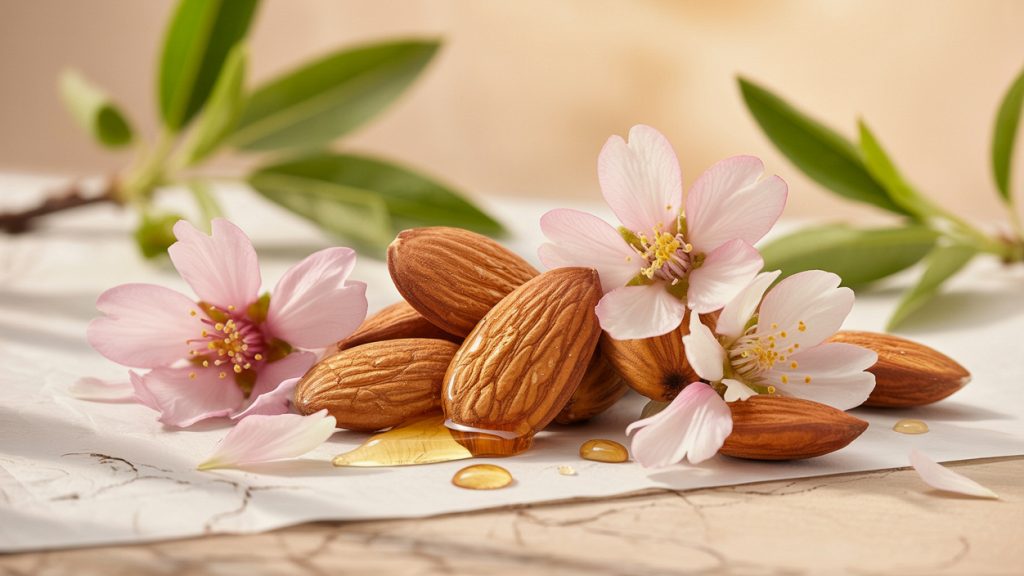 Tatlı badem yağı ve prunus amygdalus dulcis taneleri